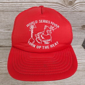 VINTAGE ST LOUIS CARDINALS WORLD SERIES FEVER 1987 80s TRUCKER SNAPBACK HAT CAP